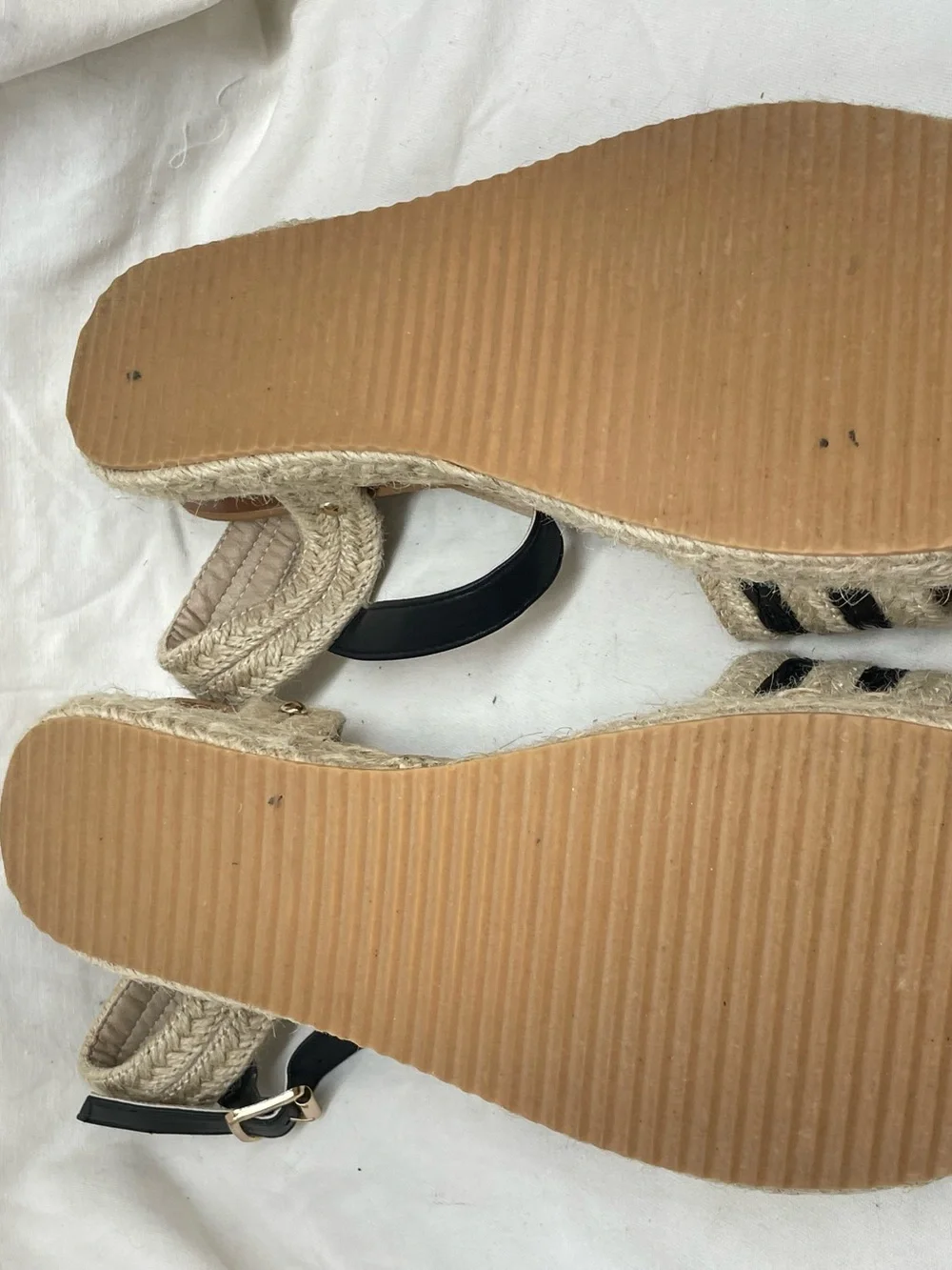 Shibever Espadrille Wedge Sandals in Beige and Black - Women Sz 43